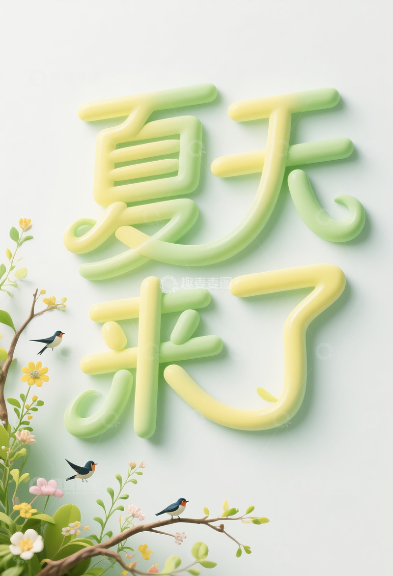 高清大图下载【趣麦麦图】夏天来了海报