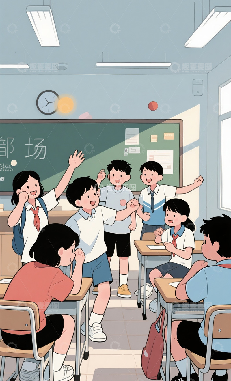 高清大图下载【趣麦麦图】休息玩耍的学生2