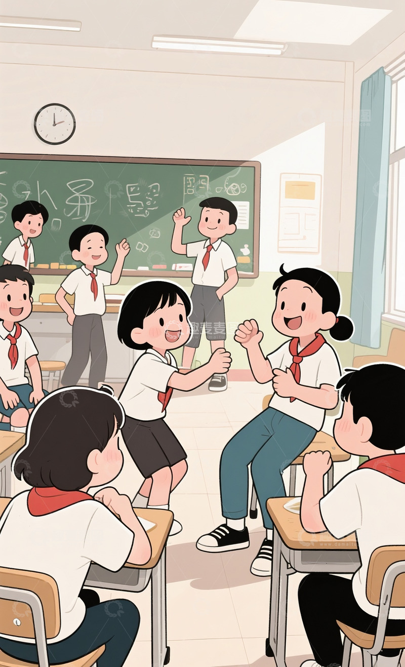 高清大图下载【趣麦麦图】休息玩耍的学生1