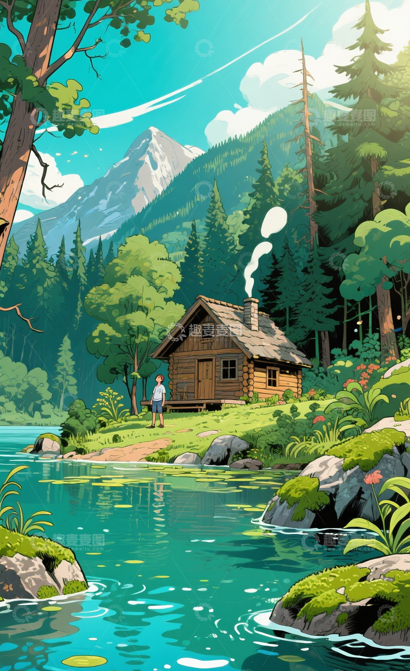 高清大图下载【趣麦麦图】森林木屋21