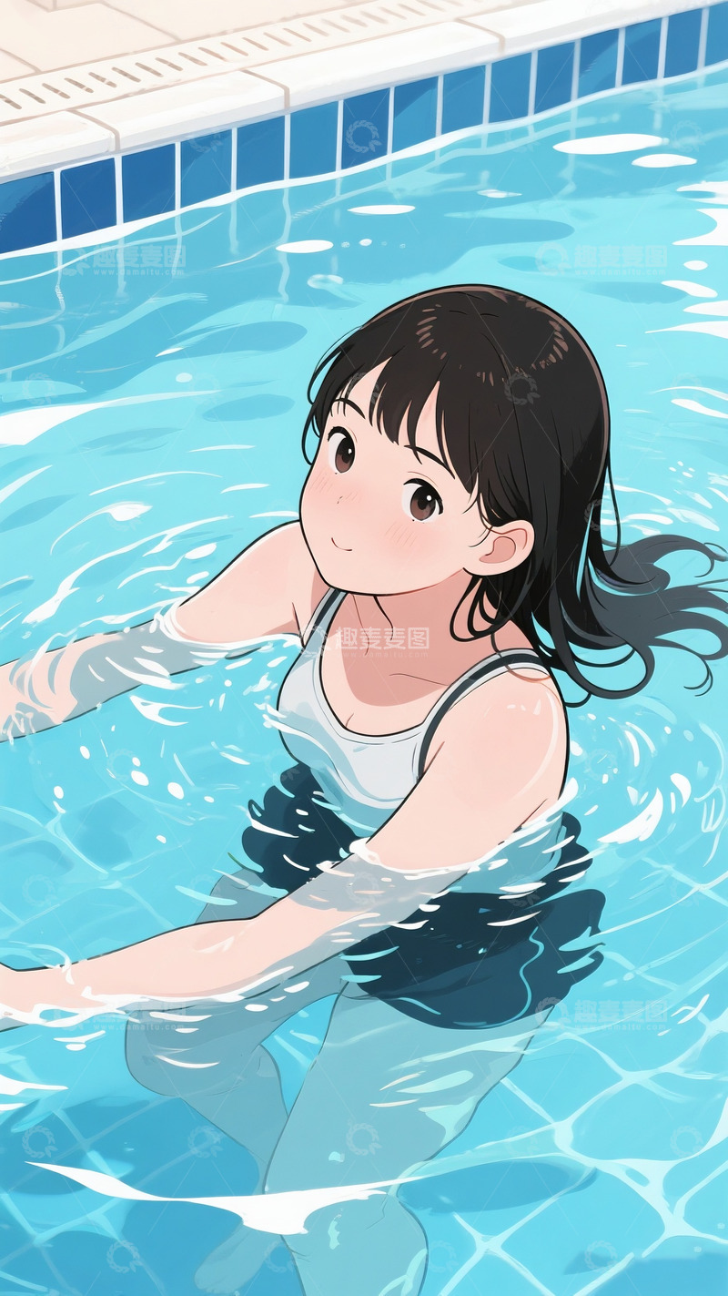 高清大图下载【趣麦麦图】游泳的少女5