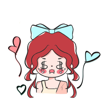 财迷小女孩卡通