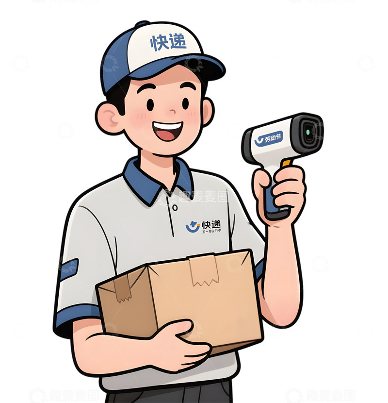 高清大图下载【趣麦麦图】快递员卡通绘画