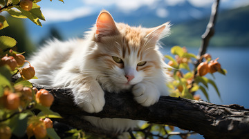 趴在树上的橘猫