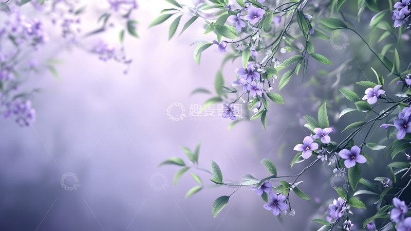 高清大图下载【趣麦麦图】紫色花卉枝叶1