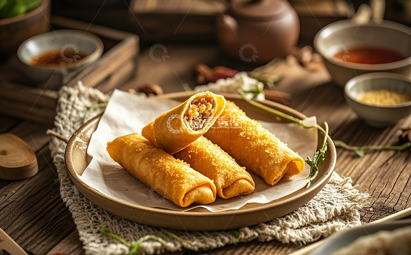 高清大图下载【趣麦麦图】炸春卷