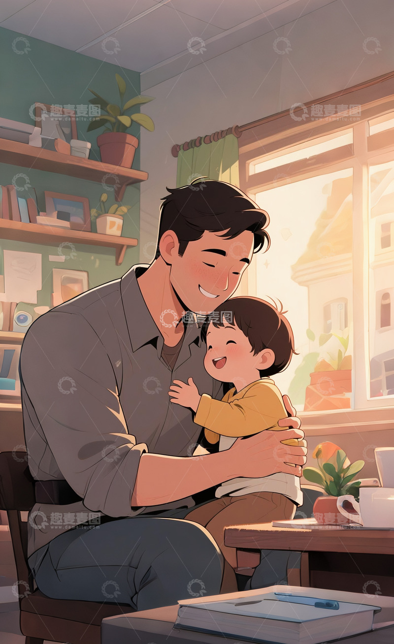 高清大图下载【趣麦麦图】父亲和孩子1