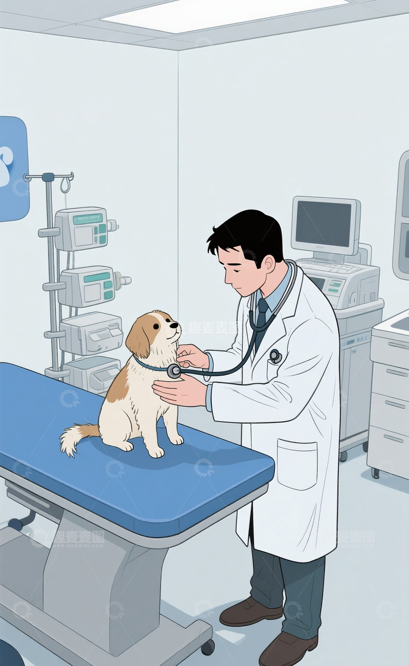 高清大图下载【趣麦麦图】医生给宠物体检3