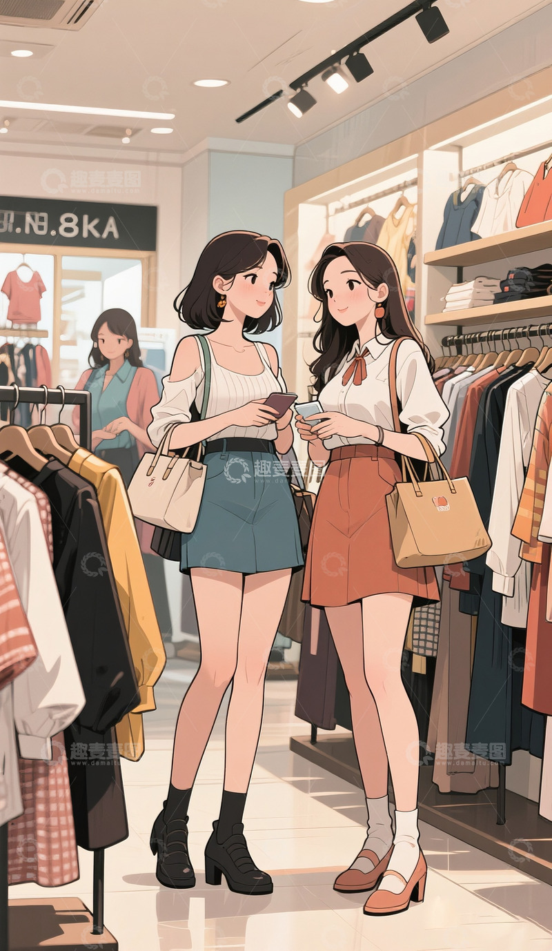 高清大图下载【趣麦麦图】和闺蜜逛街的女孩1