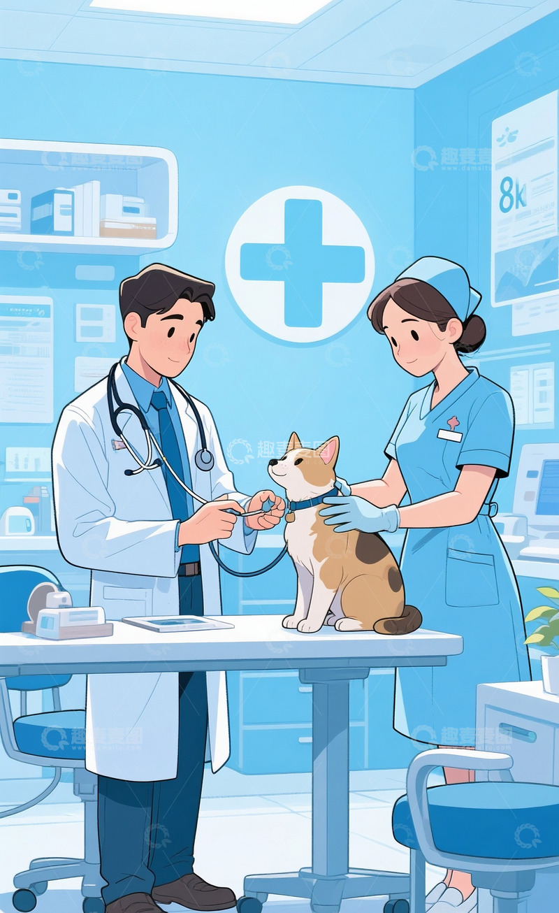 高清大图下载【趣麦麦图】医生给宠物体检5
