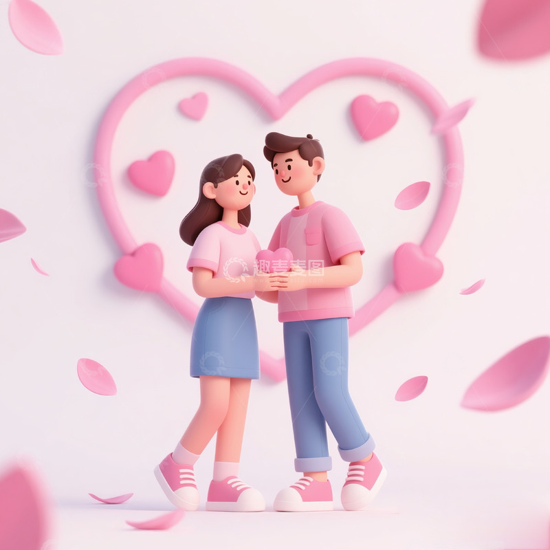 高清大图下载【趣麦麦图】情人节卡通约会的情侣5