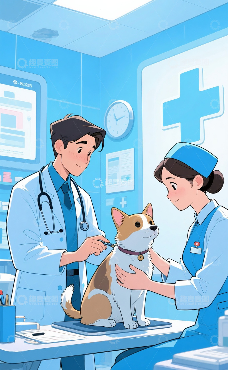 高清大图下载【趣麦麦图】医生给宠物体检7