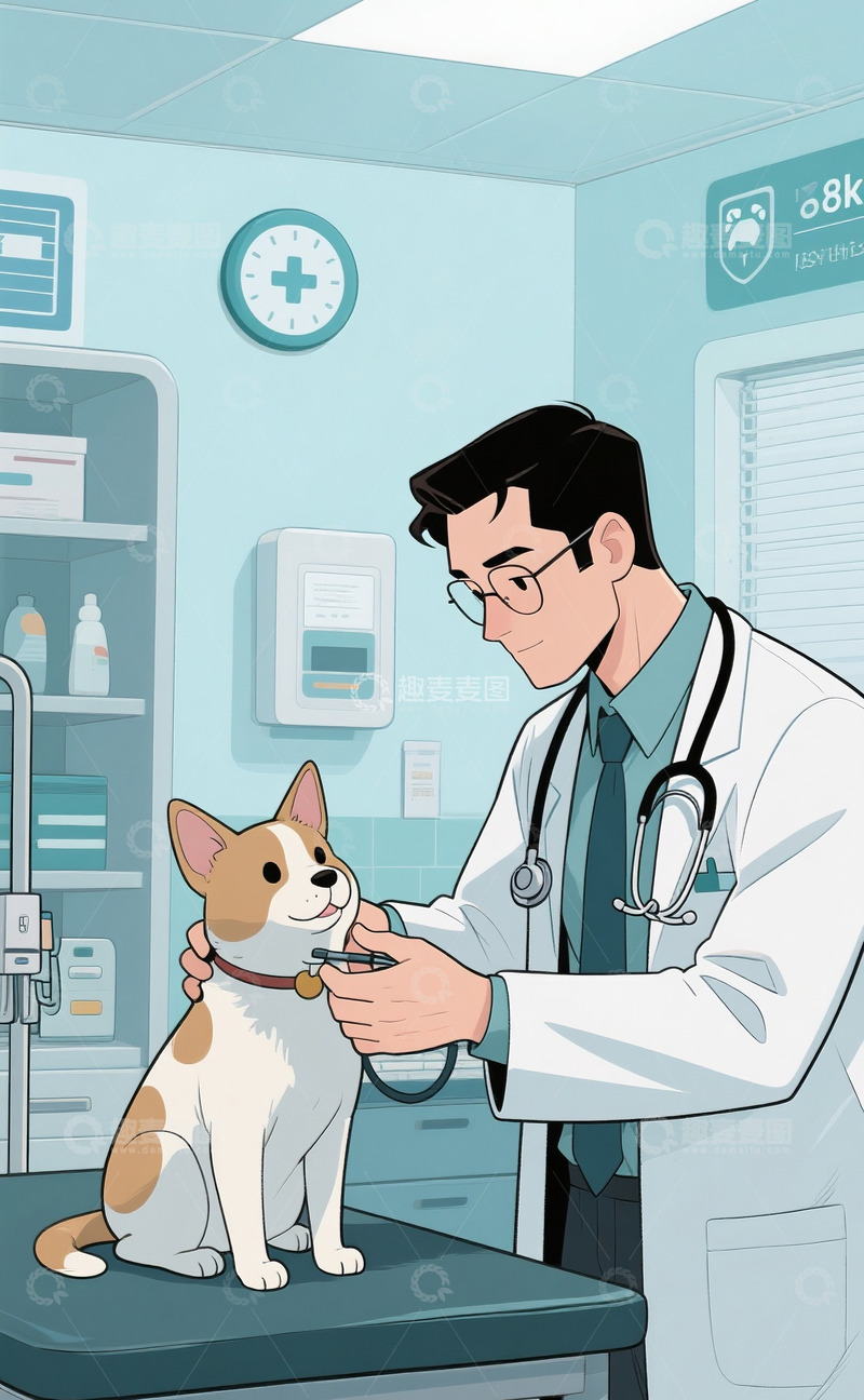 高清大图下载【趣麦麦图】医生给宠物体检