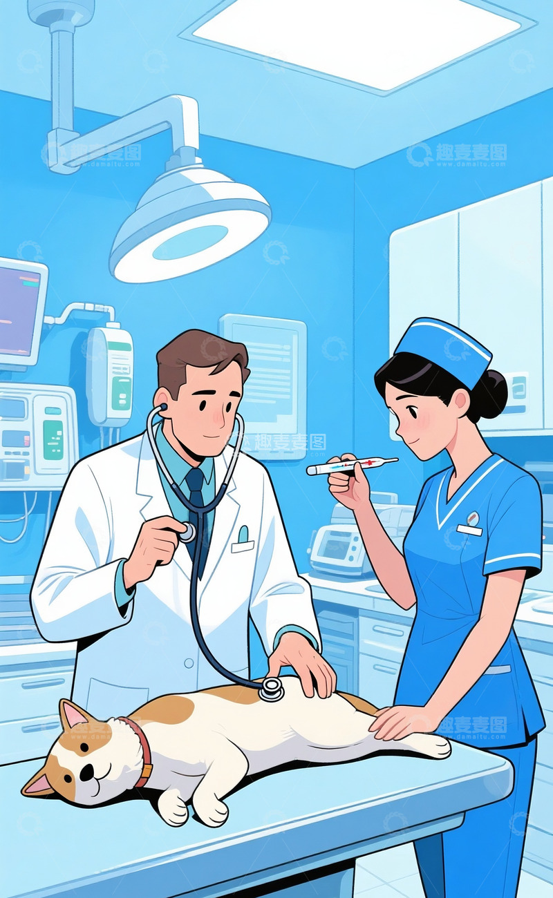 高清大图下载【趣麦麦图】医生给宠物体检6