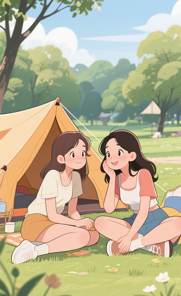 和闺蜜露营的女孩2