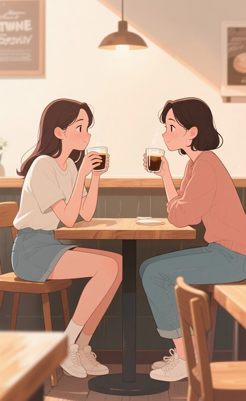 女孩和闺蜜喝咖啡1