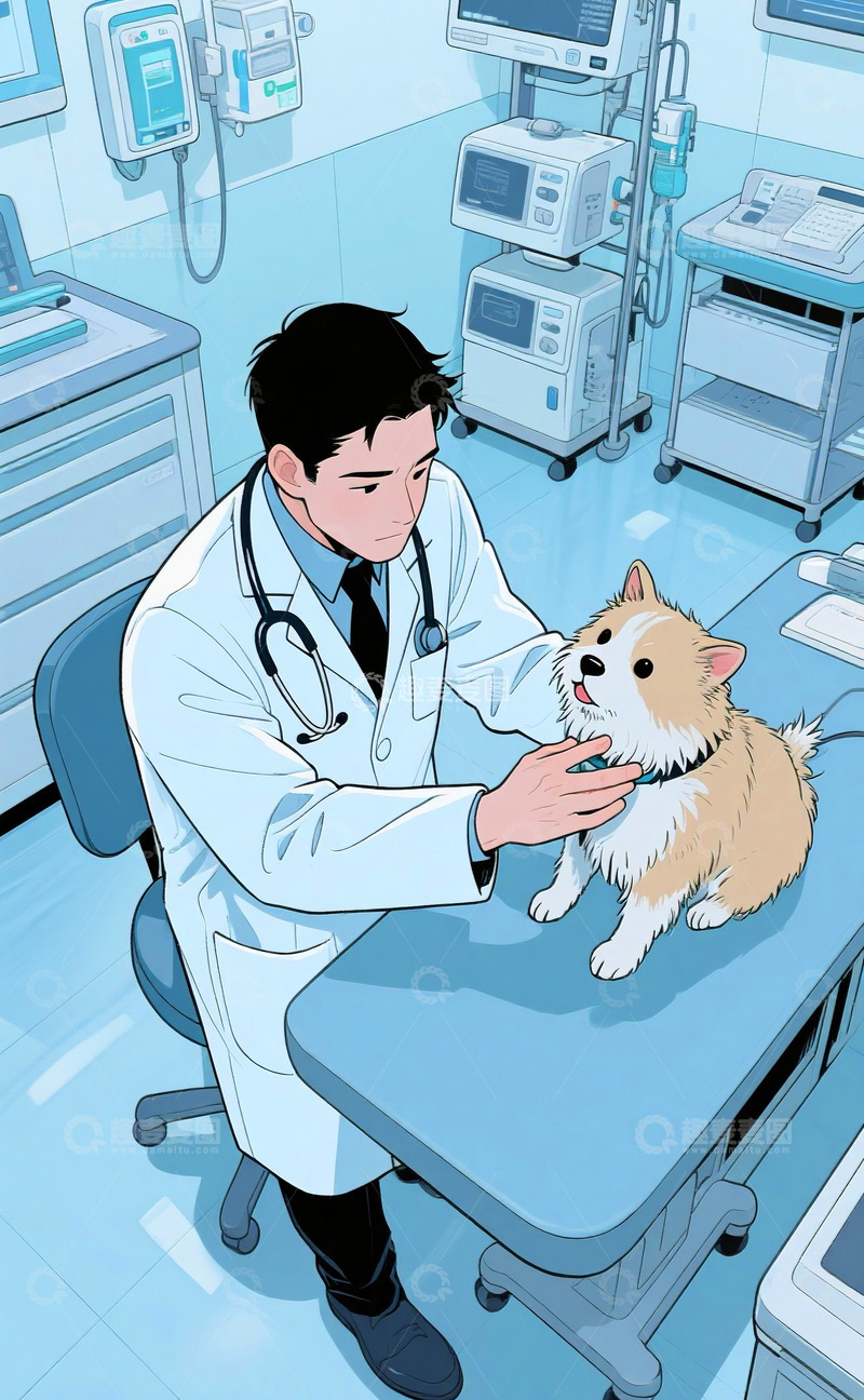 高清大图下载【趣麦麦图】医生给宠物体检2