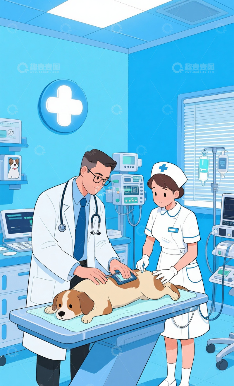 高清大图下载【趣麦麦图】医生给宠物体检1