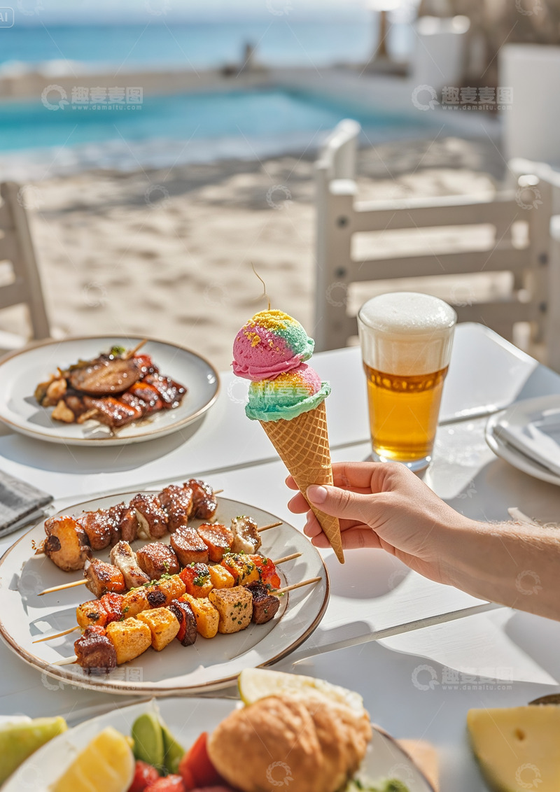 高清大图下载【趣麦麦图】吃冰淇淋的季节素材