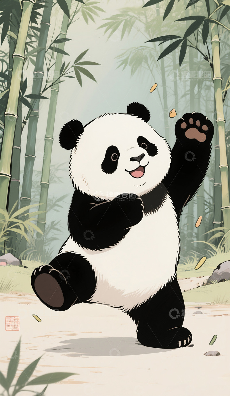 高清大图下载【趣麦麦图】玩耍的大熊猫6