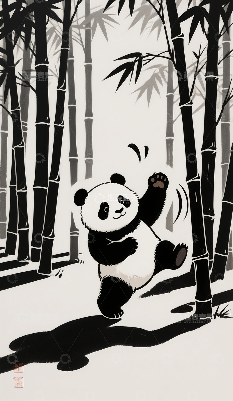 高清大图下载【趣麦麦图】玩耍的大熊猫7