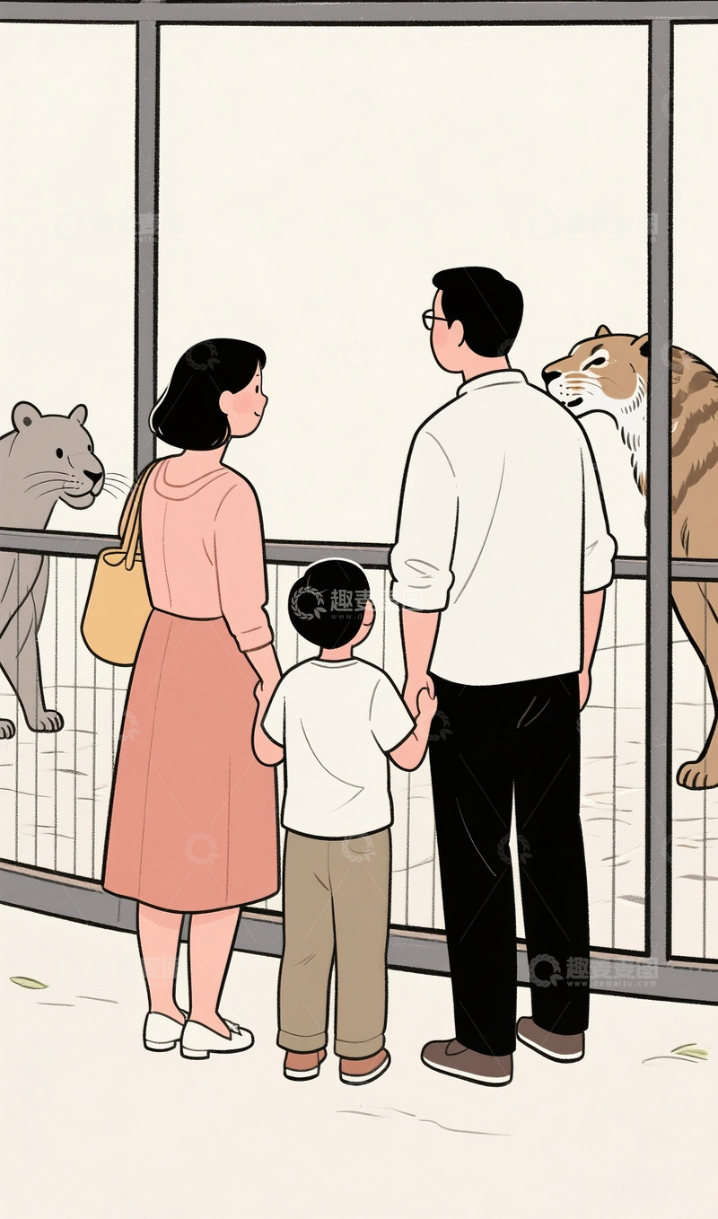 父母陪孩子去动物园4