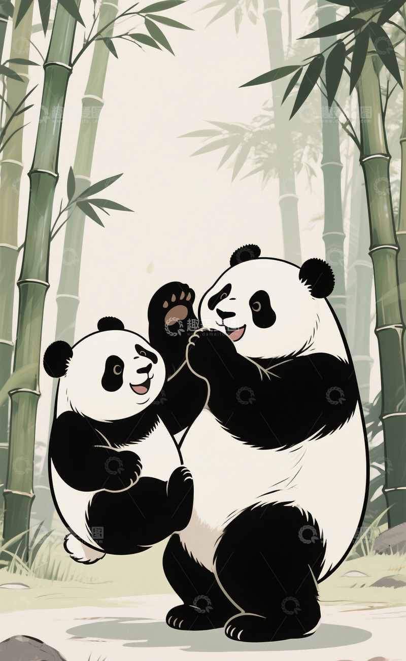 高清大图下载【趣麦麦图】玩耍的大熊猫5