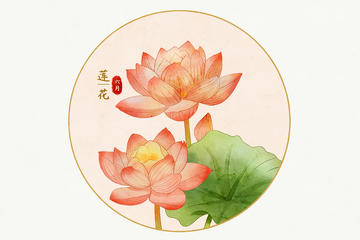 夏天六月莲花荷花植物花卉十二花令系列