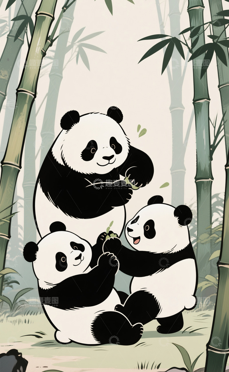 高清大图下载【趣麦麦图】玩耍的大熊猫4