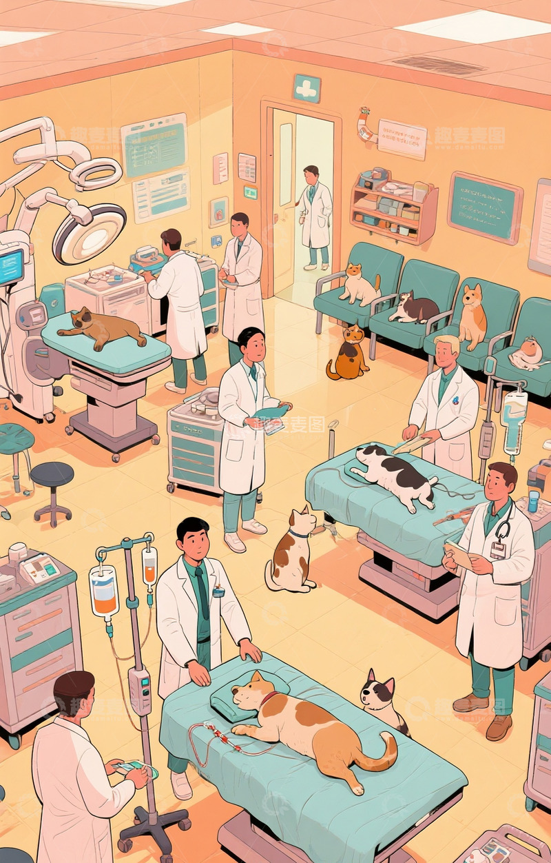 高清大图下载【趣麦麦图】忙碌的宠物医院4