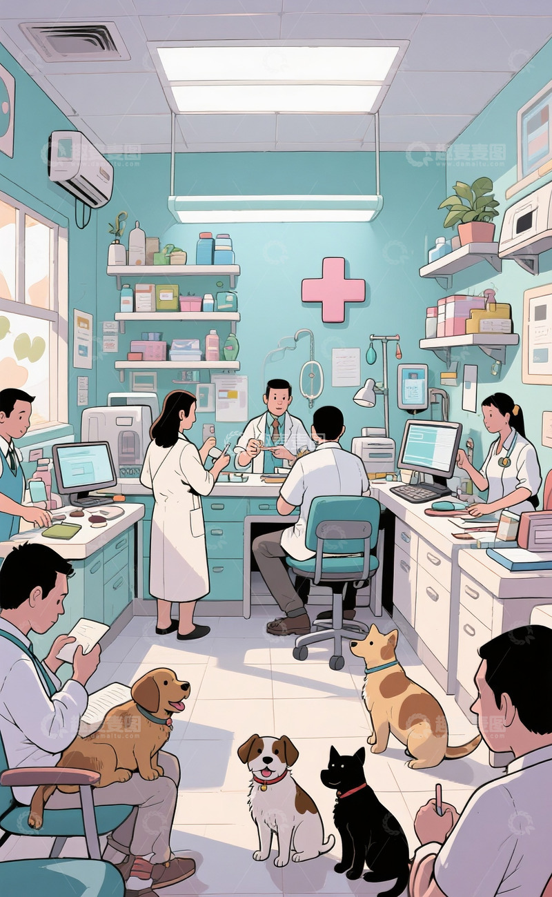 高清大图下载【趣麦麦图】忙碌的宠物医院7