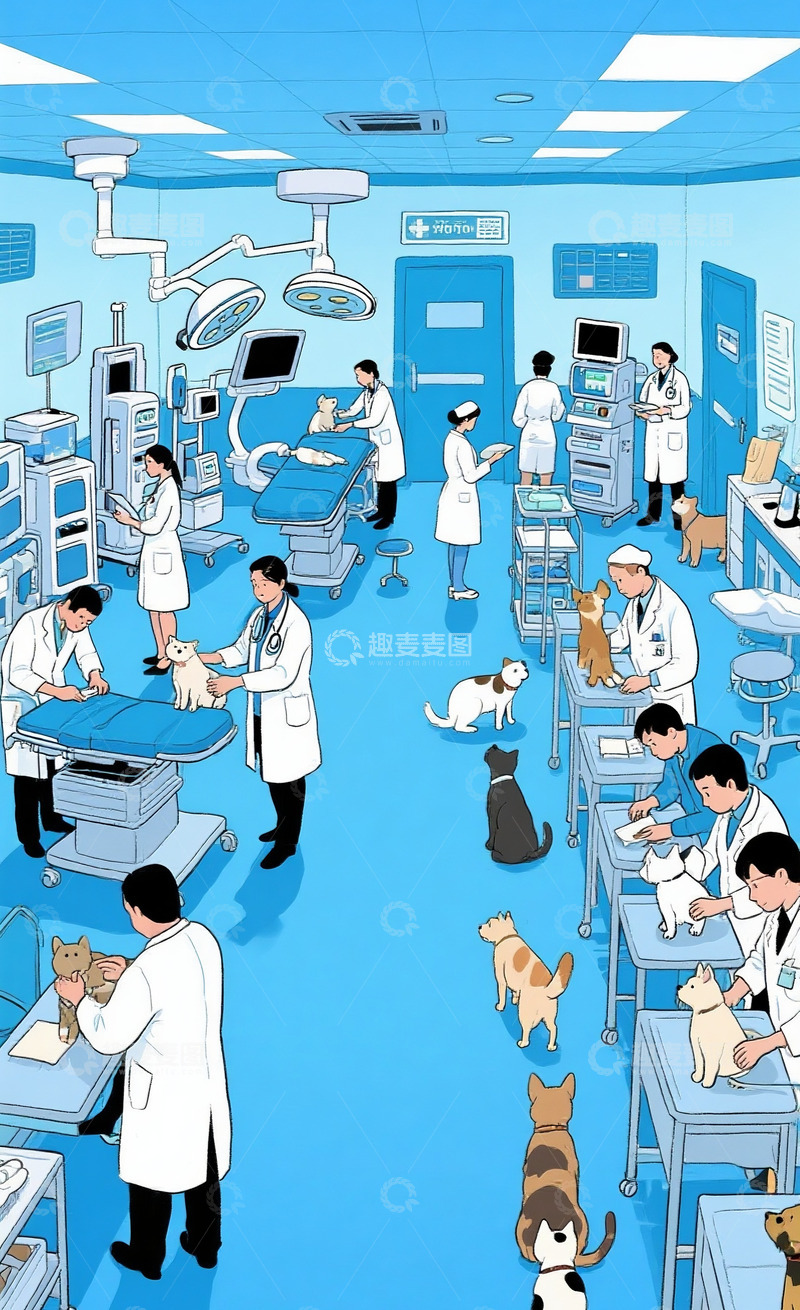 高清大图下载【趣麦麦图】忙碌的宠物医院2