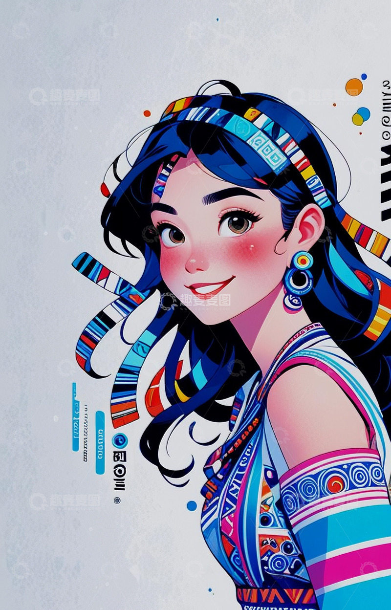 高清大图下载【趣麦麦图】少数民族插画人物1