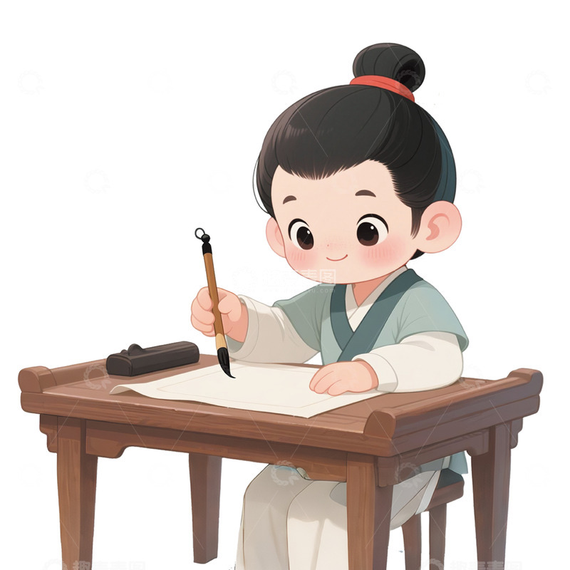 古风Q版插画练字小男孩