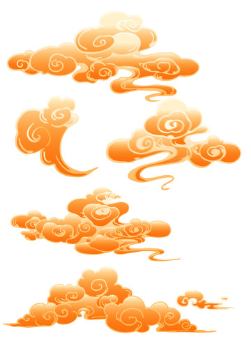 中国风国潮金色祥云手绘插画装饰矢量