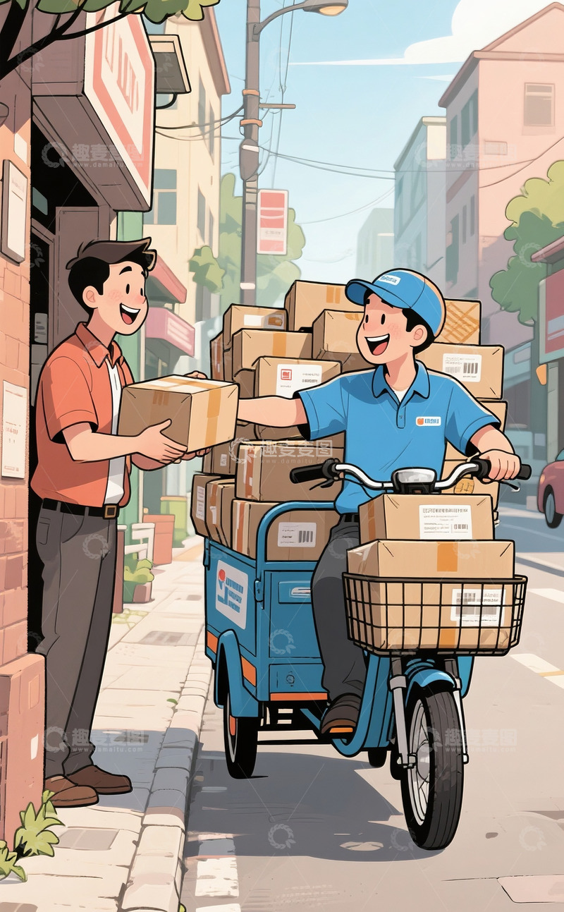 高清大图下载【趣麦麦图】勤奋的快递员5