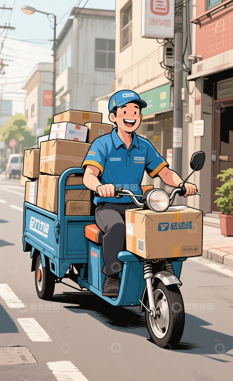 高清大图下载【趣麦麦图】勤奋的快递员2