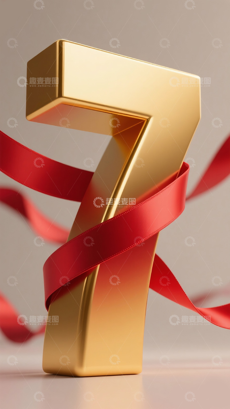 高清大图下载【趣麦麦图】丝带缠绕数字71