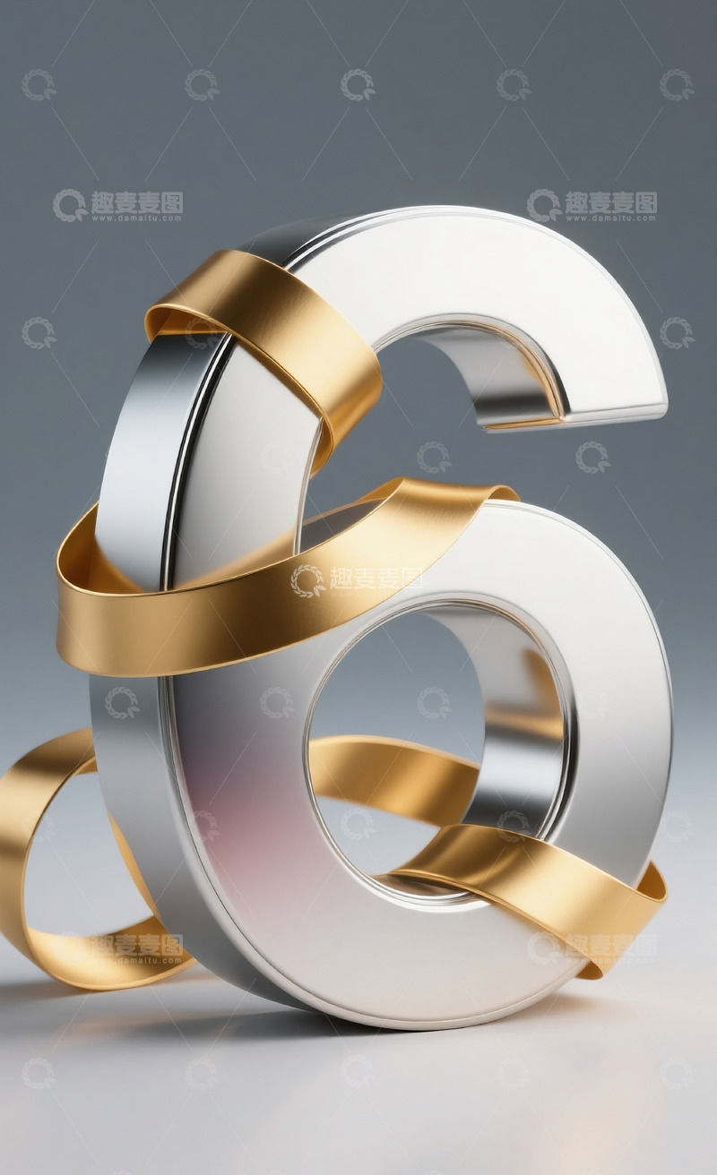 高清大图下载【趣麦麦图】丝带缠绕数字61