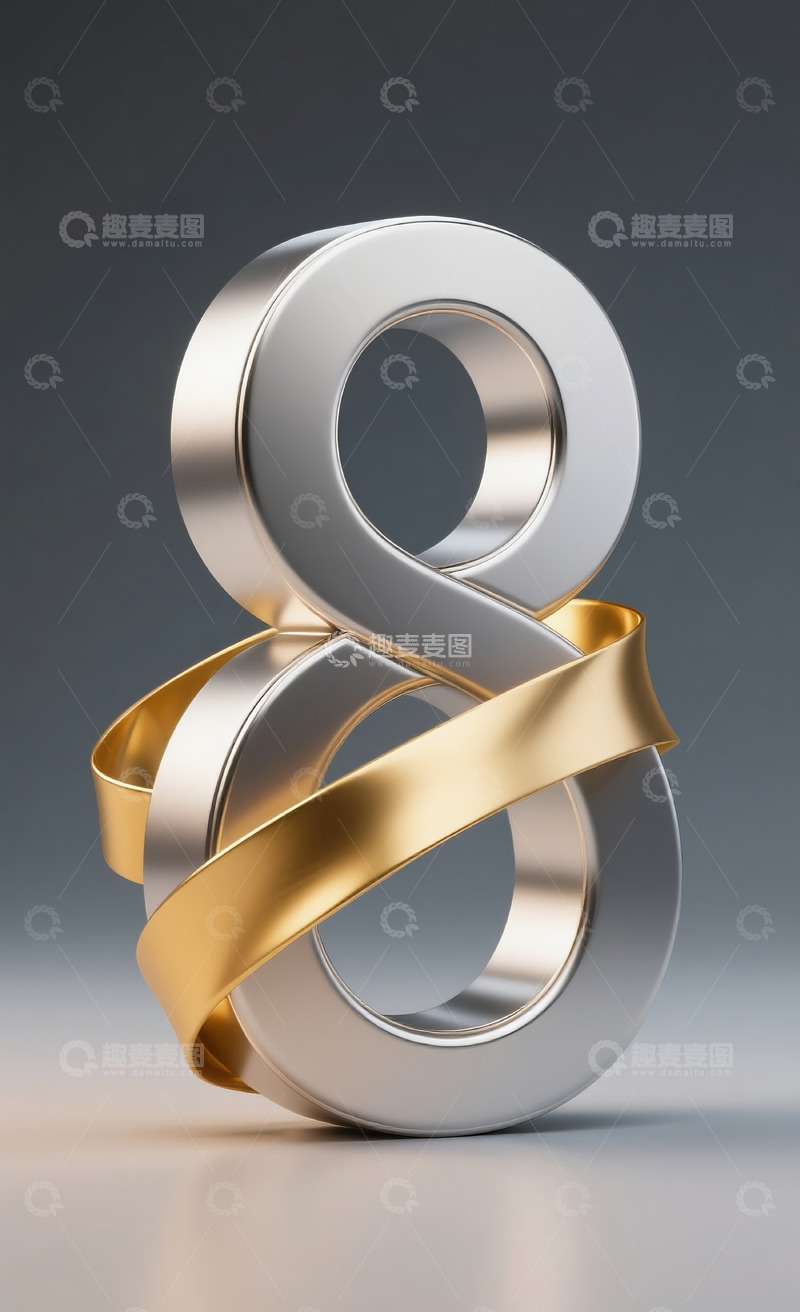 高清大图下载【趣麦麦图】丝带缠绕数字8