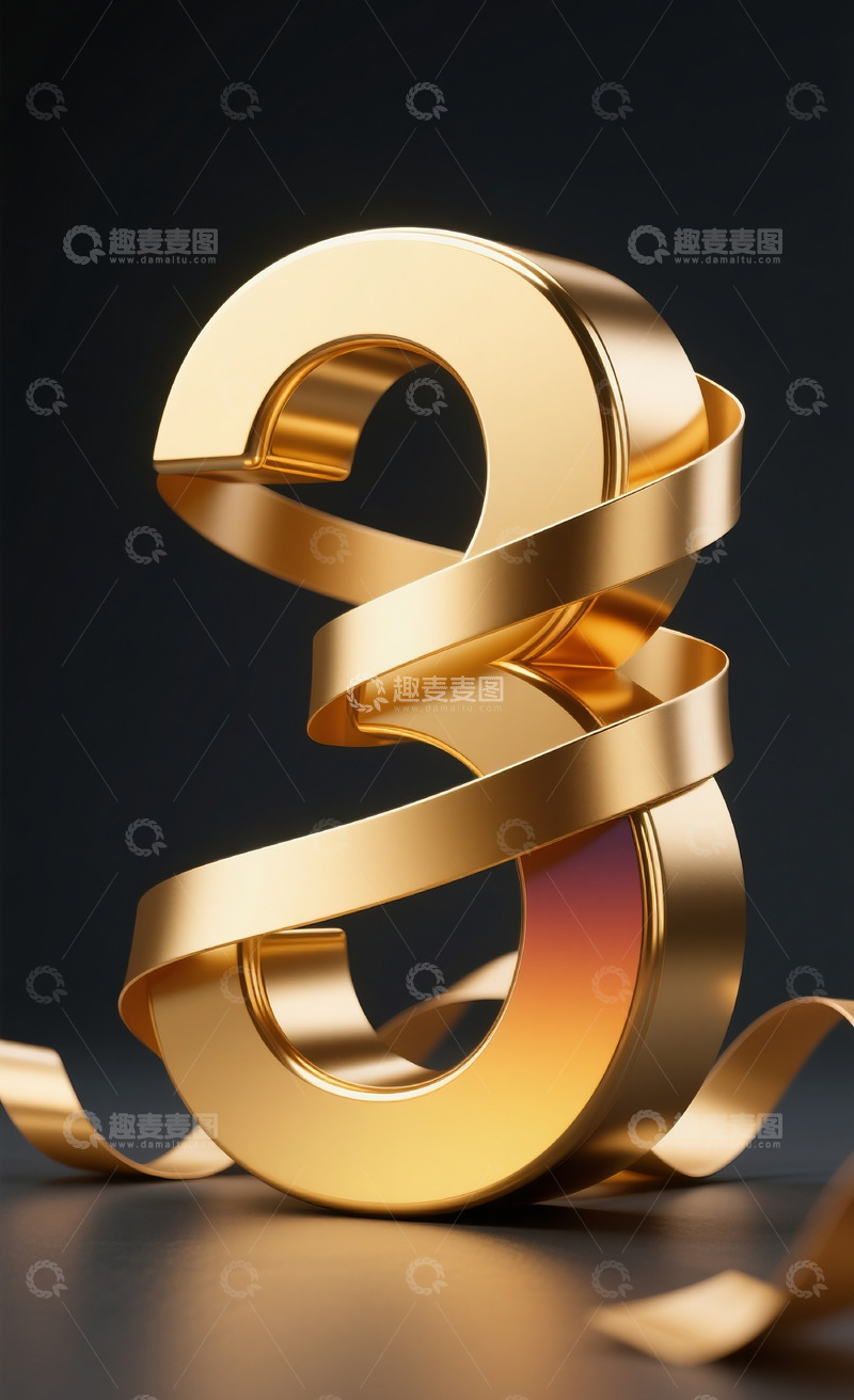 高清大图下载【趣麦麦图】丝带缠绕数字32