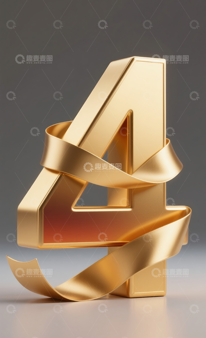 高清大图下载【趣麦麦图】丝带缠绕数字43