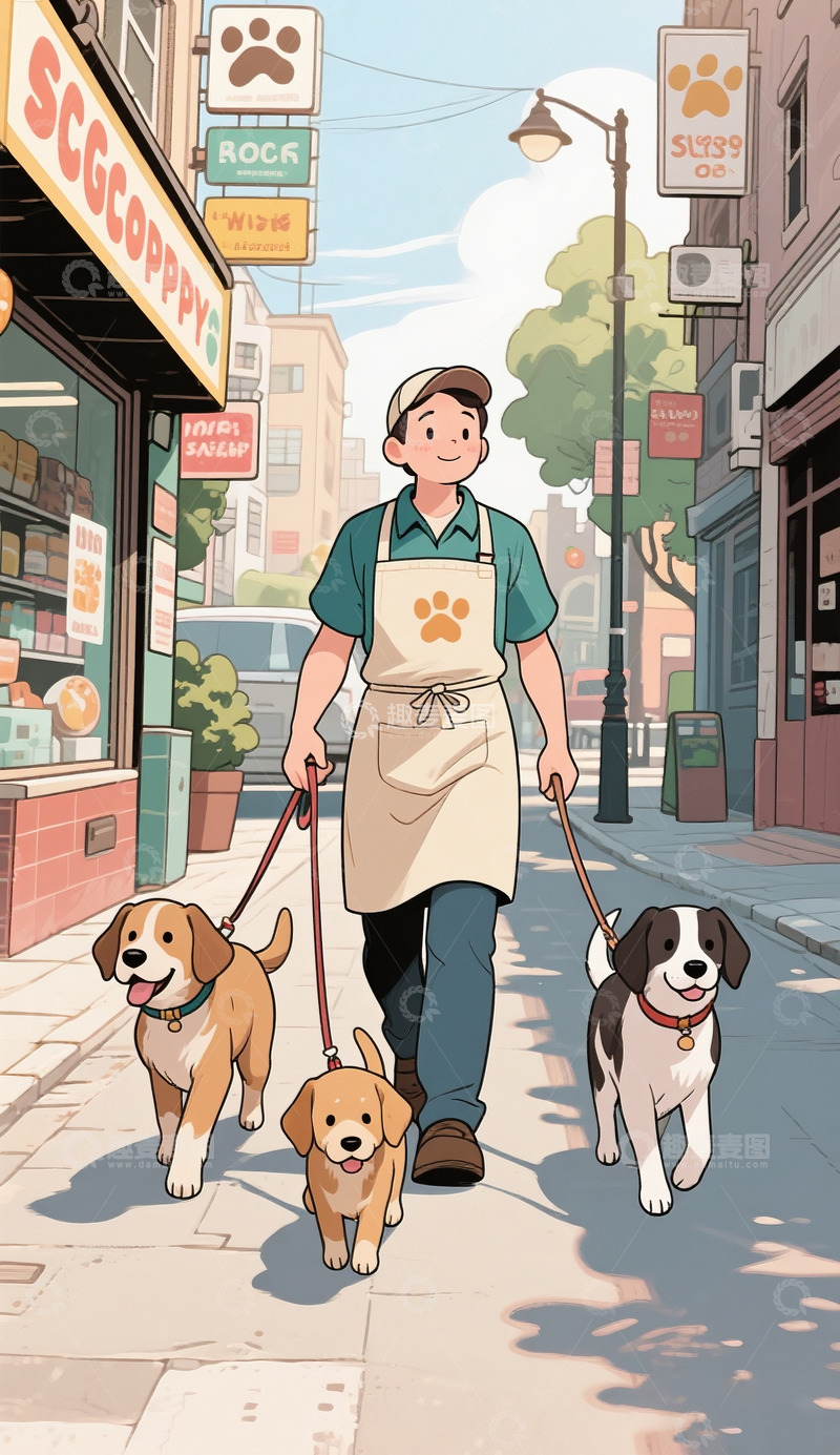 高清大图下载【趣麦麦图】勤奋的宠物店员