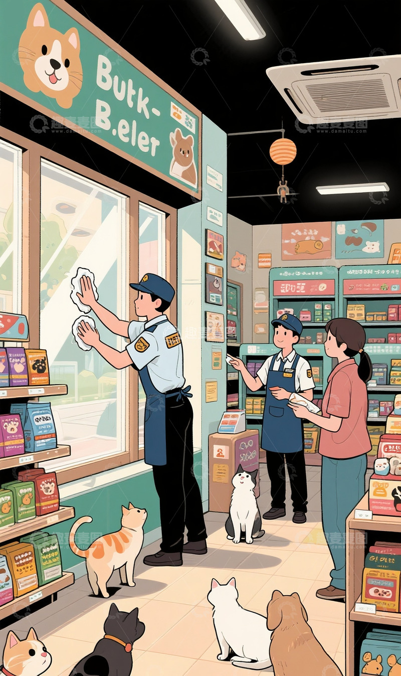 高清大图下载【趣麦麦图】勤奋的宠物店员9