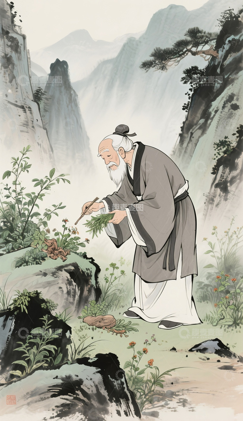 高清大图下载【趣麦麦图】采药老人8