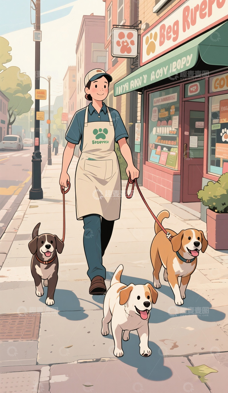 高清大图下载【趣麦麦图】勤奋的宠物店员1
