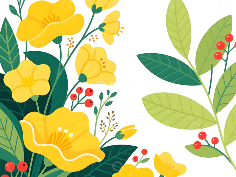 高清大图下载【趣麦麦图】花草手绘卡通装饰边框夏天植物