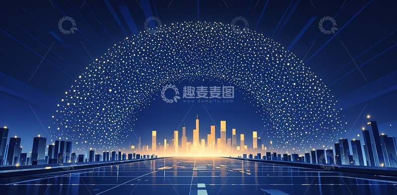 高清大图下载【趣麦麦图】-蓝色科技光感背景9