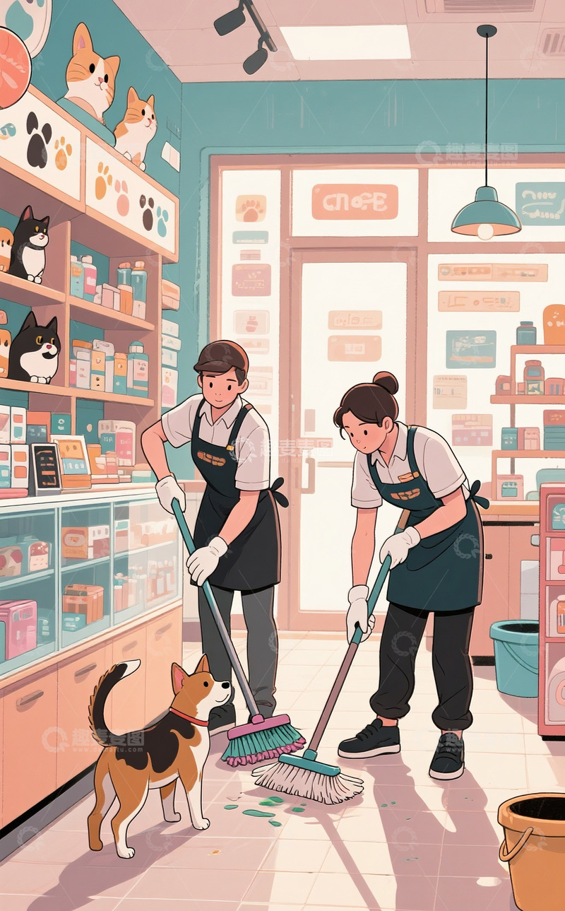 高清大图下载【趣麦麦图】勤奋的宠物店员5