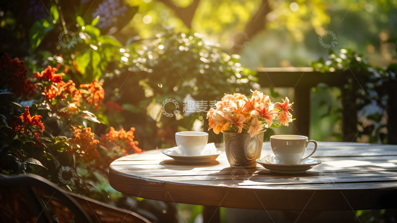 高清大图下载【趣麦麦图】花园里的下午茶6